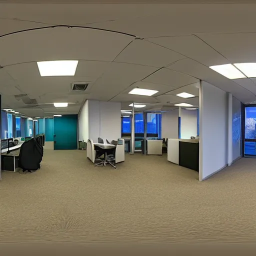 Image similar to “An equirectangular panorama photo of an office room with industrial lighting” W 1920