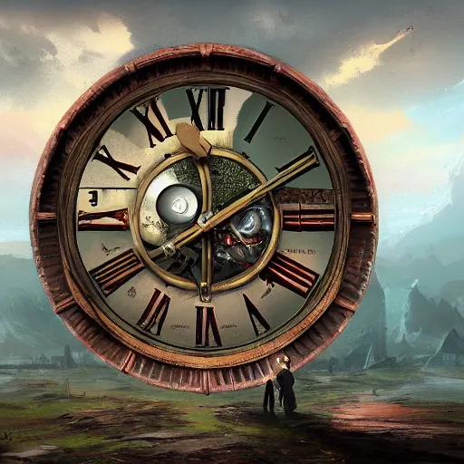 Image similar to clock of past, time of future, artstation