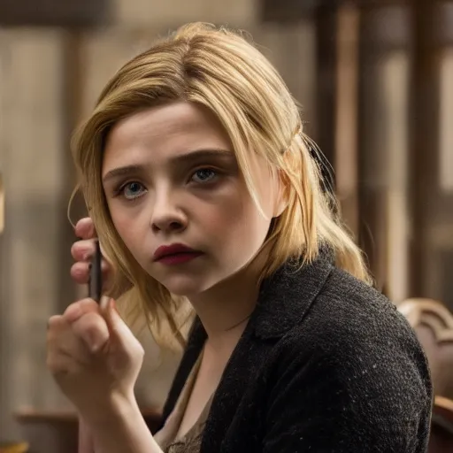 Image similar to Adult Chloe Moretz in Inglorious Basterds, movie scene, XF IQ4, 50mm, F1.4, studio lighting, professional, 8K, Look at all that detail!, Dolby Vision, UHD