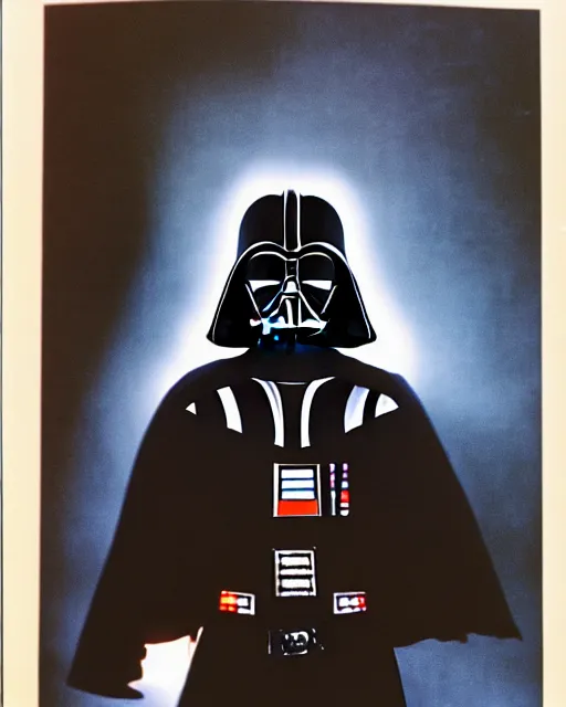 Prompt: darth vader wearing a flame shirt and trilby, yearbook photo