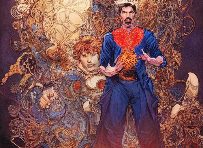 Prompt: a highly detailed godly portrait of stephen strange, james gurney, james jean