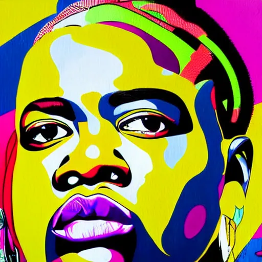 Image similar to Wall mural portrait of Notorious BIG, urban art, pop art, artgerm, by Roy Lichtenstein