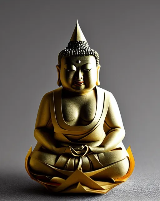 Image similar to an origami fat buddha by akira yoshizawa, realistic, very detailed, complex, intricate, studio lighting, bokeh, sigma 5 0 mm f 1. 4