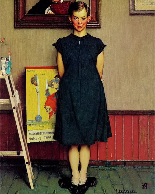 Image similar to portrait of lalisa, painting by norman rockwell,