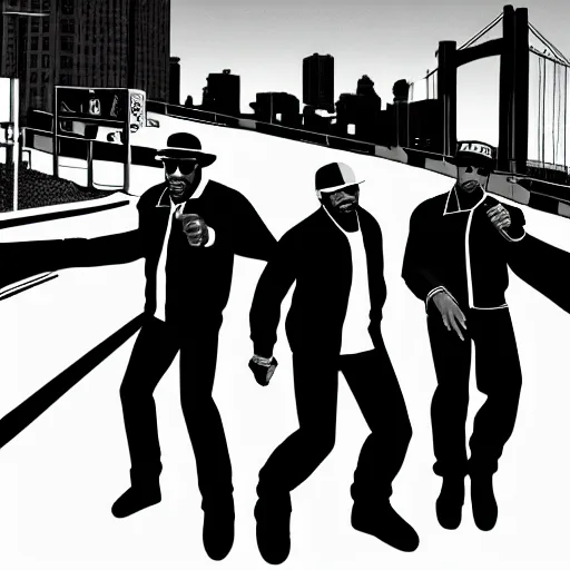 Image similar to Run-DMC in GTA V, cover art, no text