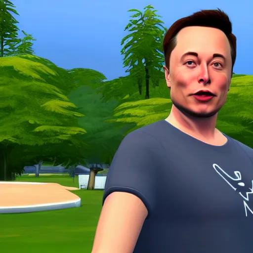 Image similar to elon musk in sims 4 screenshot