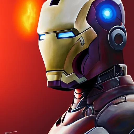 Prompt: painting of an iron man armor powered by the infinity stones, cgi, trending on artstation, sharp focus, masterpiece, highly detailed, gritty