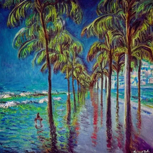 Image similar to cyberpunk rio de janeiro copacabana beach painted by monet
