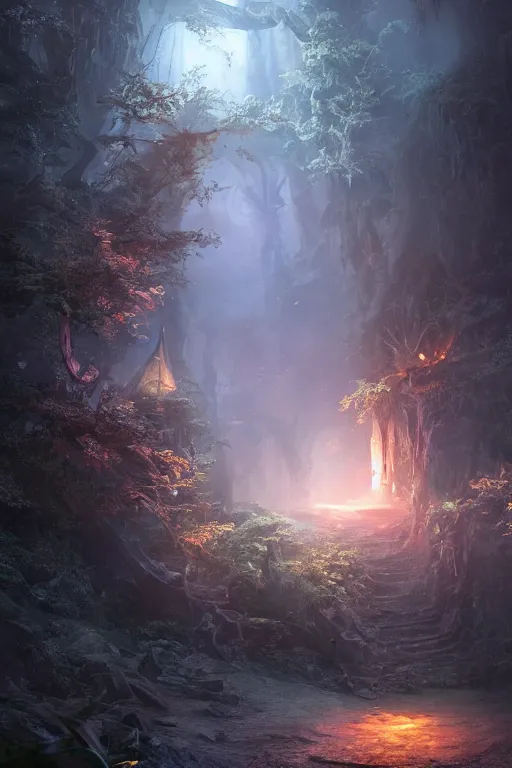 Image similar to A magical fantasy portal, dramatic lighting, cinematic, establishing shot, extremely high detail, foto realistic, cinematic lighting, post processed, concept art, high details, cinematic, 8k resolution, beautiful detailed, photorealistic, digital painting, artstation, concept art, smooth, sharp focus, artstation trending, octane render, unreal engine