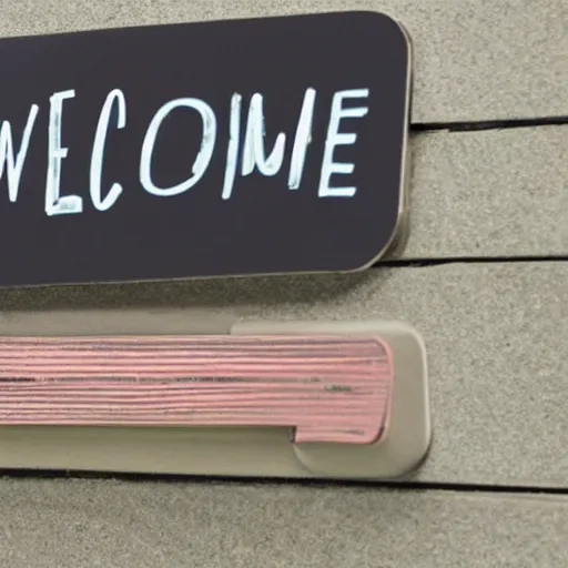 Image similar to a sign that says'welcome'in front of an oven