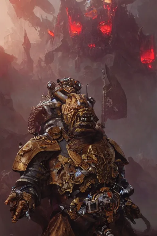 Prompt: martti ahtisaari as a warhammer ork boss, sci fi, highly detailed, digital painting, artstation, concept art, sharp focus, illustration, art by artgerm and greg rutkowski and alphonse mucha