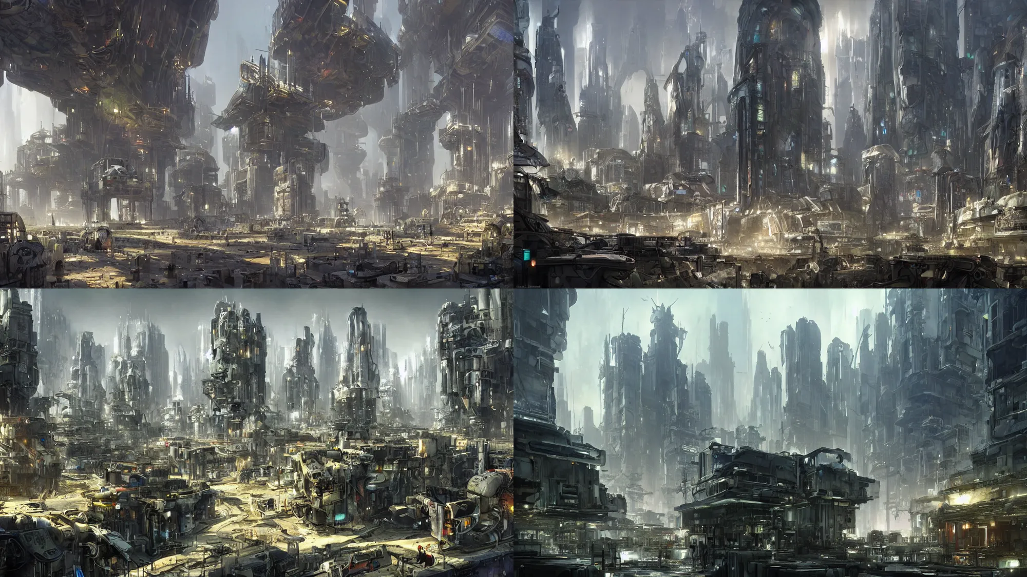 Prompt: a settlement surrounded by huge walls of concrete, 4 k, by stephan martiniere