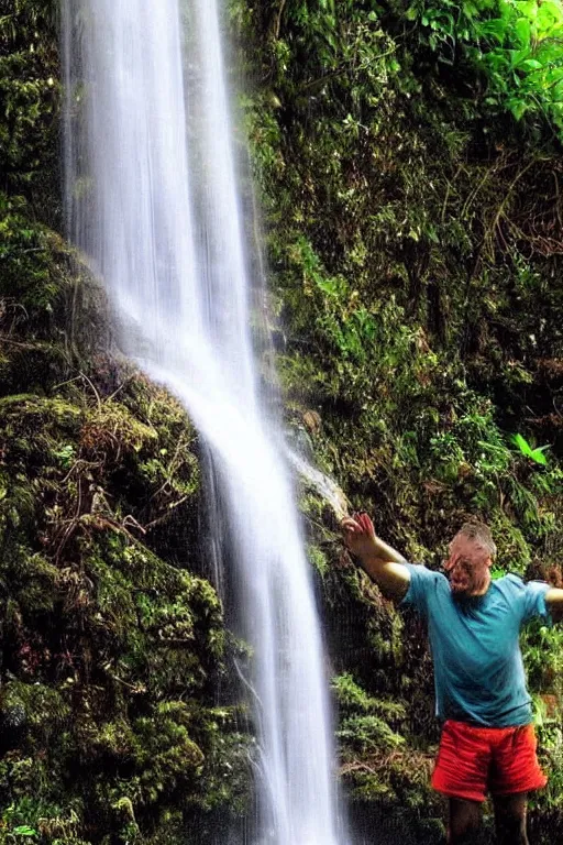 Prompt: hands cupping a waterfall made from the universe