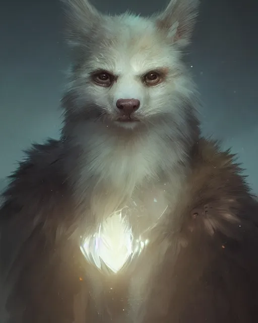 Prompt: A portrait of an adorable creature by Greg Rutkowski, Sung Choi, Mitchell Mohrhauser, Maciej Kuciara, Johnson Ting, Maxim Verehin, Peter Konig, final fantasy, 8k photorealistic, cinematic lighting, HD, high details, dramatic, dark atmosphere, trending on artstation