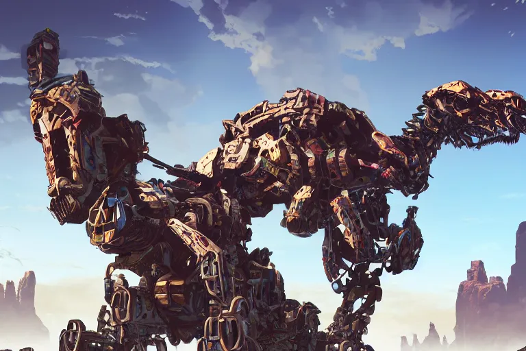 Image similar to slitherfang machine mecha animal beast robot of horizon forbidden west horizon zero dawn bioluminiscence global illumination ray tracing hdr fanart arstation by sung choi and eric pfeiffer and gabriel garza and casper konefal