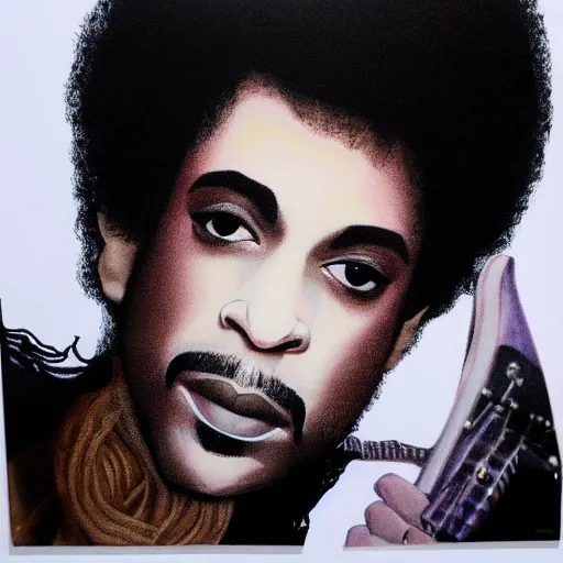 Prompt: a portrait of the musician Prince in the style of Lorna Simpson