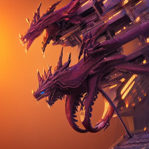 Prompt: 3d render of a detailed cyberpunk dragon, highly detailed, high quality, HD, 4k, 8k, Canon 300mm, professional photographer, 40mp, lifelike, top-rated, award winning, realistic, sharp, no blur, edited, corrected, trending