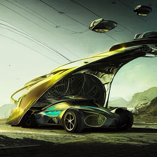 Image similar to solarpunk hovercar, clean energy, green technology, batoidea shape, sunny day, futurism, intricate, engines, glow, highly detailed, peaceful, utopia, digital painting, artstation, concept art, smooth, sharp focus, epic landscape, art by akihiko yoshida and tim mcburnie and anato finnstark