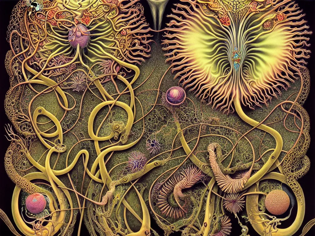 Image similar to neo surrealism, art by ernst haeckel and daniel martin diaz