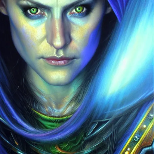 Prompt: ( ( ( ( ( hyperrealist distant portrait of sylvanas windrunner on a blue planet where it rains colors. ) ) ) ) ) by donato giancola, fantasy, photorealistic, octane render, unreal engine, dynamic lighting, trending on artstation, poster, volumetric lighting, very detailed faces, 4 k, award winning