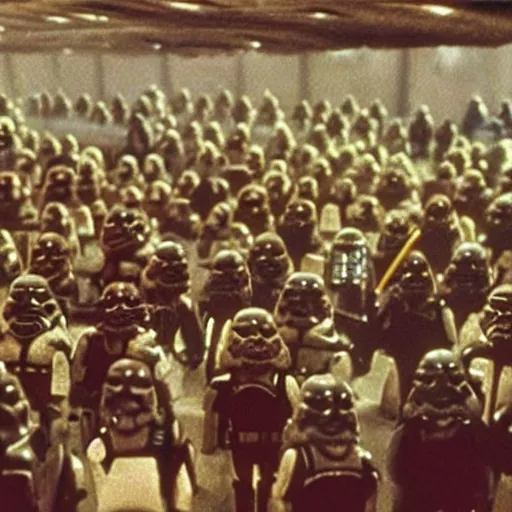 Image similar to crowd of star wars cantina aliens, production still