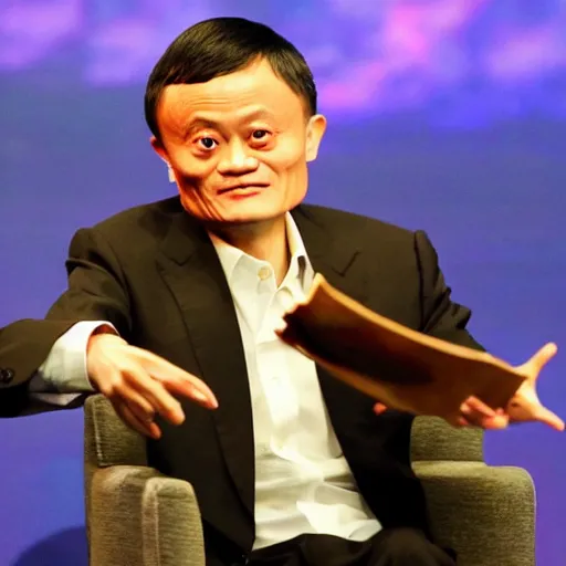 Image similar to jack ma is casting magic like a wizard, surreal photography