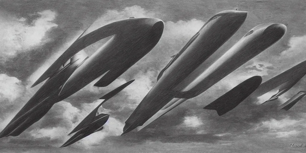 Image similar to hypersonic aircraft, by tullio crali
