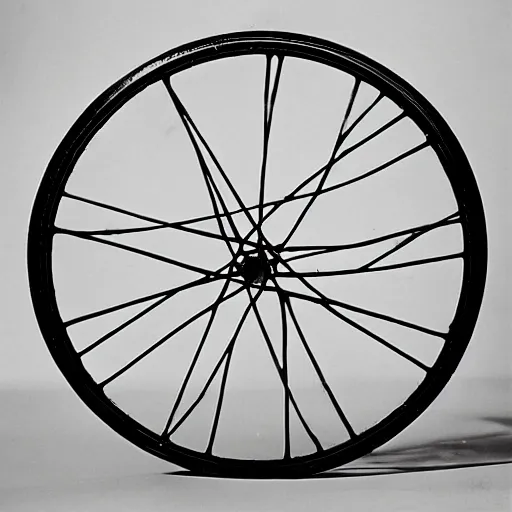 Image similar to packshot of a bicycle wheel on a stool by Marcel Duchamp and Man Ray