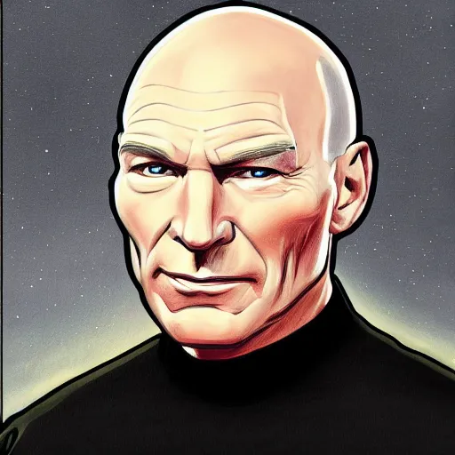 Prompt: captain picard portrait, art, high detail, high definition,