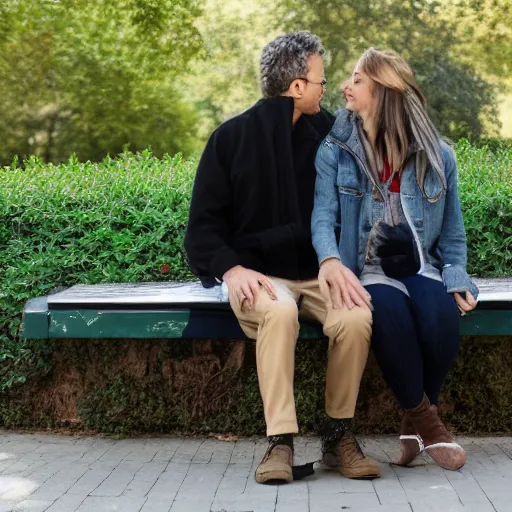 Image similar to a couple sitting on a park bench