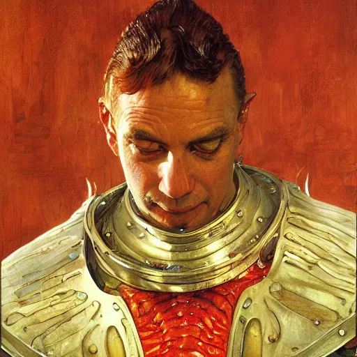 Prompt: shrimp fish as a fantasy knight, closeup portrait art by norman rockwell and donato giancola and greg rutkowski,