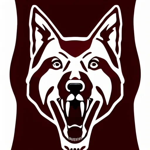 Image similar to A dingo mascot, maroon and white, NFL, highly detailed design, high evolution, legendary, smooth, sharp focus, line art, Canva art, art by Paul Rand