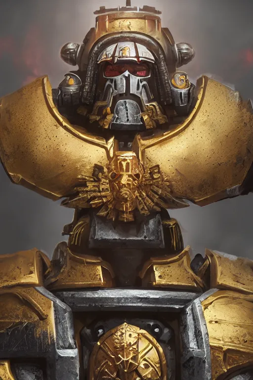 Image similar to armor portrait heros warhammer 4 0 k horus heresy fanart - the primarchs emperor by johannes helgeson animated with vfx concept artist & illustrator global illumination ray tracing hdr fanart arstation zbrush central hardmesh 8 k octane renderer comics stylized