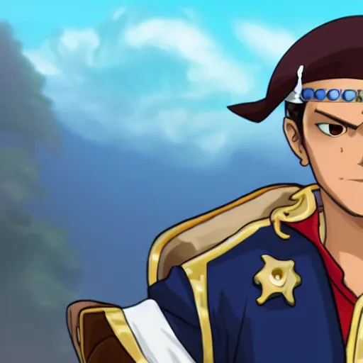 Prompt: Apollo Justice wearing a pirate eyepatch