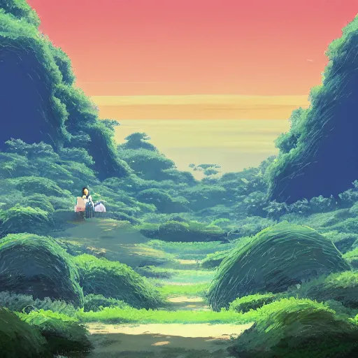 Image similar to landscape of the eternal rest, in the style of studio ghibli, award - winning, 4 k