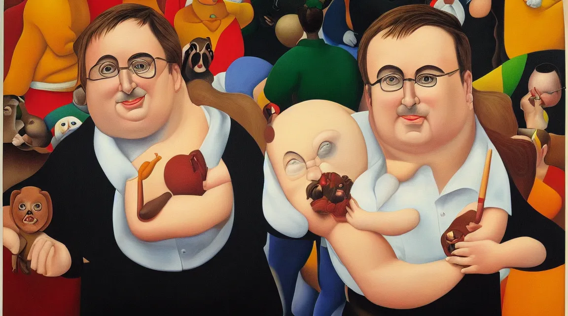 Image similar to portrait of Linus Torvalds painted by fernando botero