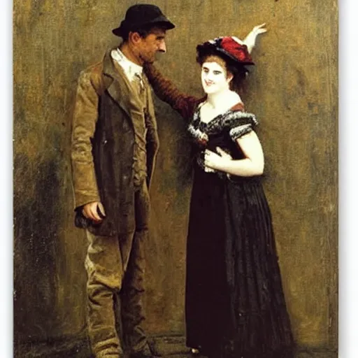 Image similar to worker and actress saying goodbye by alfred stevens