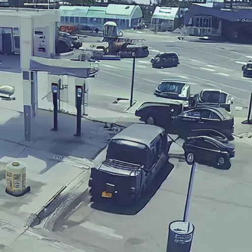 Image similar to cctv footage of tank refueling at gas station