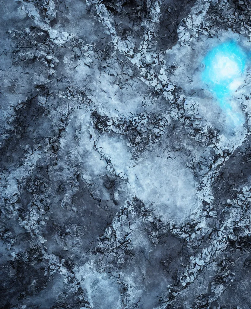 Prompt: Icy road on a planet of fire, photorealism, 4k