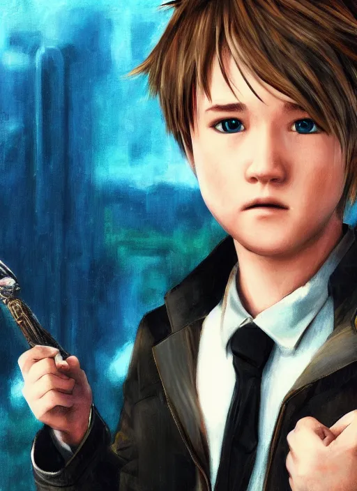 Prompt: haley joel osment in the style of tetsuya nomura