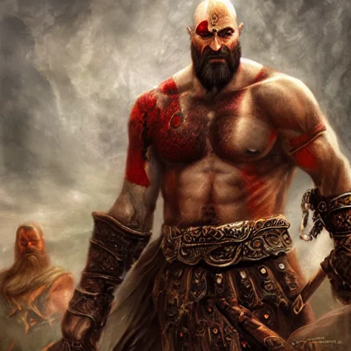 Epic portrait of christopher judge as kratos, unreal, Stable Diffusion