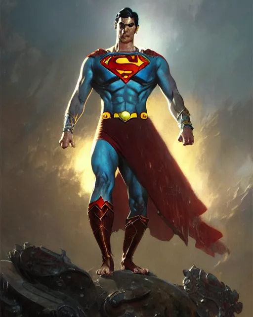 Prompt: heroic sun god superman, fantasy character portrait, ultra realistic, concept art, intricate details, highly detailed by greg rutkowski, gaston bussiere, craig mullins, simon bisley
