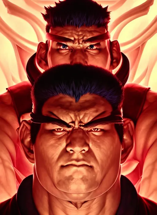 Prompt: symmetry!! portrait of evil ryu, street fighter iv, global illumination!! intricate, elegant, highly detailed, digital painting, artstation, concept art, smooth, sharp focus, illustration, art by artgerm and greg rutkowski and alphonse mucha