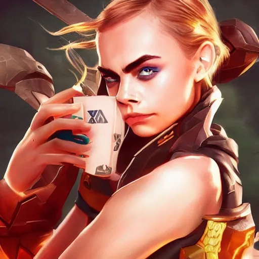 Image similar to Cara Delevingne as a League of Legends champion. Digital Art. Trending on ArtStation