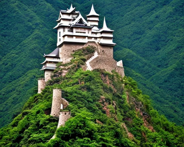 Image similar to Mountaintop castle made of bamboo