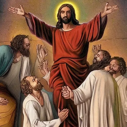 Image similar to Jesus dabbing