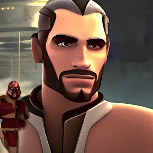 Image similar to gigachad in star wars the clone wars