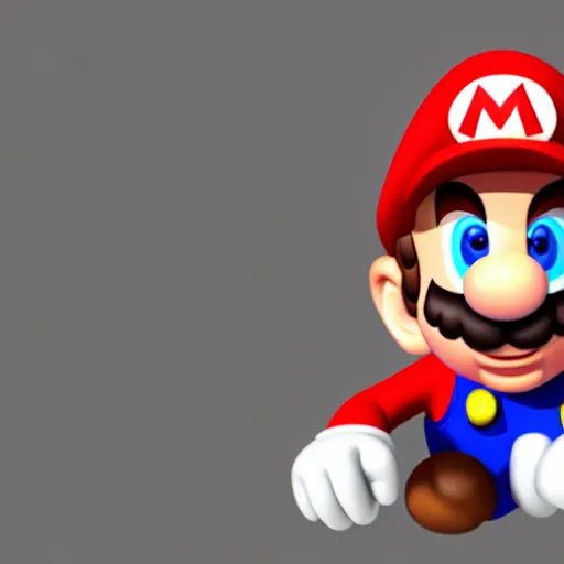 Prompt: portrait of highly detailed realistic mario made from blender - 8K with ray tracing