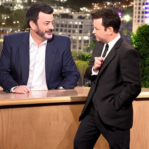 Prompt: Jimmy Kimmel interviewing The Joker, tv show, television