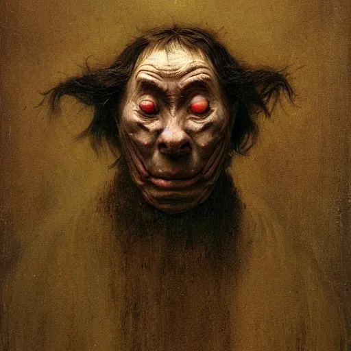 Image similar to style by millais, ( ( ( ( ( ( ( ( by beksinski ) ) ) ) ) ) ) ), portrait painting of victorian yokai, 8 k, highly detailed,